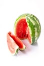 Big watermelon and slice isolated on white background Royalty Free Stock Photo