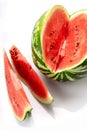 Big watermelon and slice isolated on white background Royalty Free Stock Photo