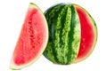 Big watermelon and slice isolated on white background as package design element Royalty Free Stock Photo