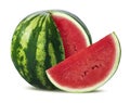 Big watermelon and slice on white background
