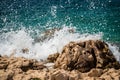 Big wave on the beach. Makarska, Croatia Royalty Free Stock Photo