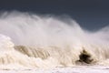 Big wave breaking on windy day Royalty Free Stock Photo