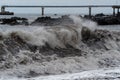 Big wave on the coast at storm, Madeira