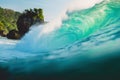 Big wave in ocean. Breaking turquoise wave in Bali Royalty Free Stock Photo