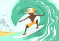 Big wave rider. Concept design of a summer holidays by the ocean Royalty Free Stock Photo