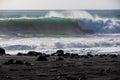 Big waves break on the beach