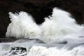 Big waves breaking on breakwater Royalty Free Stock Photo