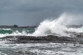 Big waves breaking coastal rocks Royalty Free Stock Photo