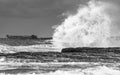 Big waves breaking coastal rocks Royalty Free Stock Photo