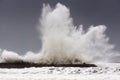 Big waves breaking on Plentzia breakwater Royalty Free Stock Photo