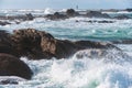 Big waves broken near stone seashore Royalty Free Stock Photo