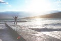 Big waves crushing on stone pier, on stormy weather Royalty Free Stock Photo