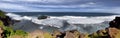 Big waves on Gris Gris cape on South of Mauritius. panorama