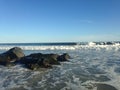 Big Waves on Lido Beach, Long Island. Royalty Free Stock Photo