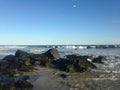 Big Waves on Lido Beach, Long Island. Royalty Free Stock Photo
