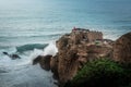 Big Waves of Nazare at Fort of Sao Miguel Arcanjo Lightouse - Nazare, Portugal