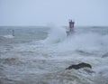 Big waves in Pasaia Donibane, Euskadi coastline Royalty Free Stock Photo