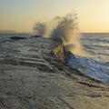 Big waves splashing on the Cobb