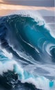 Big waves tsunami illustration Artificial Intelligence artwork generated