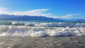 Waves in turquoise Lake tekapo in new zealand Royalty Free Stock Photo