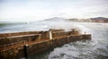 Big waves at Zarautz port Royalty Free Stock Photo