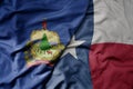 big waving colorful national flag of texas state and flag of vermont state Royalty Free Stock Photo