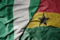 big waving national colorful flag of nigeria and national flag of ghana Royalty Free Stock Photo