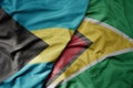 big waving realistic national colorful flag of bahamas and national flag of guyana Royalty Free Stock Photo