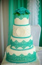Big wedding cake in green Royalty Free Stock Photo