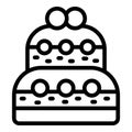 Big wedding cake icon outline vector. Cream filled cake