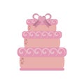 Big wedding cake pink ribbon heart