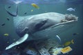 A big whale swims underwater. Generative AI