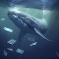 A big whale swims underwater. Generative AI