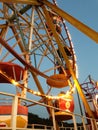 big wheel close up at fun fair with neon lights Royalty Free Stock Photo