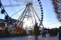 Big wheel and Christmas market, Dusseldorf, Burgplatz on River Rhine