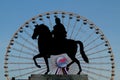 Big wheel and statue in Lyon, Place Bellecour Royalty Free Stock Photo