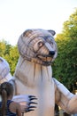 Big white artificial polar bear deventer op stelten