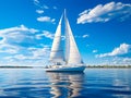 Big white beautiful yacht. Luxury sailboat summer vacation. Generative AI