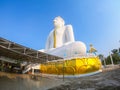 Big white buddha statue at Wat Phai Rong Wua, Suphanburi, Thailand. Beautiful of historic city at buddhism temple Royalty Free Stock Photo