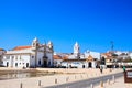 The big, white church of Lagos in Portugal in the sunshine Royalty Free Stock Photo