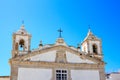 The big, white church of Lagos in Portugal in the sunshine Royalty Free Stock Photo