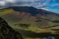 Big white cloud stuck on the top of a mountain Royalty Free Stock Photo