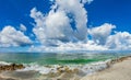 White clouds over Gulf of Mexico from Caspersen Beach in Venice Florida Royalty Free Stock Photo