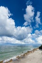 White clouds over Gulf of Mexico from Caspersen Beach in Venice Florida Royalty Free Stock Photo