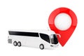 Big White Coach Tour Bus near Target Pin Pointer. 3d Rendering