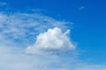 A big white fluffy cloud of a strange shape in the blue sky Royalty Free Stock Photo