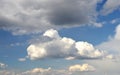 Big white fluffy clouds in the deep blue sky Royalty Free Stock Photo