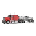 Big White Fuel Tanker Truck on white. 3D illustration