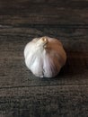 Big white garlic on a table