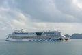 Big white luxury cruise ship AIDA Bella in the Siam Bay on the South China Sea near island koh Samui. German line AIDA Cruises. Royalty Free Stock Photo